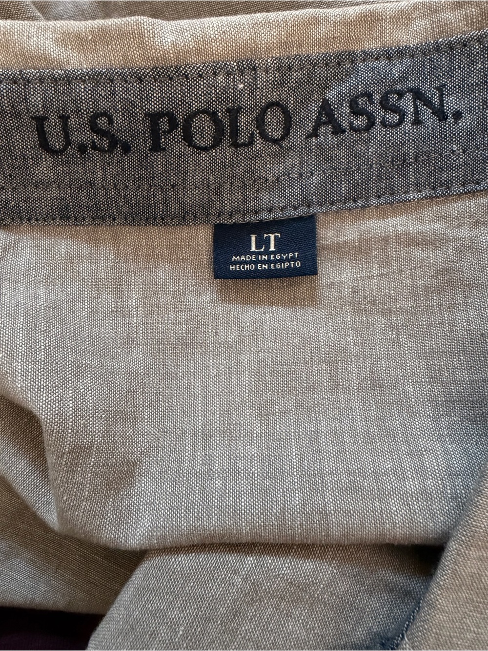 U.S. Polo Assn. Men's 💯% Cotton Casual Button-Up Shirt - Size LT Grey/Tan. - Picture 2 of 10